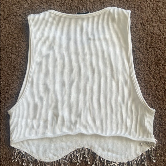 Zara Cream Tank Top with Beaded Fringe - Picture 9 of 10